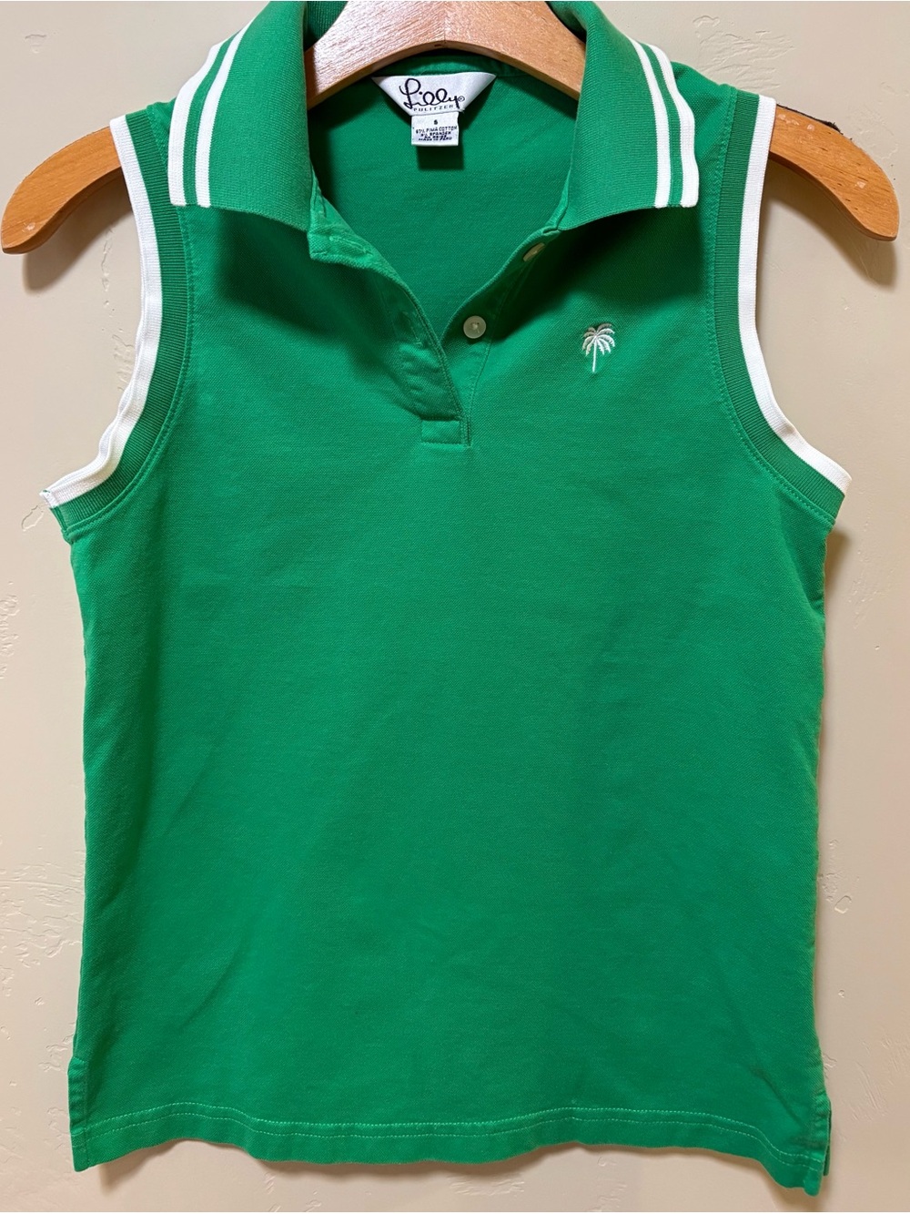 Lilly Pultizer Green/ White Sleeveless Polo Top ** Size S **